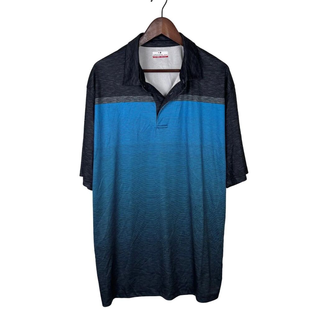 Grand Slam Black Blue Ombre Short Sleeve Polo Shirt Men's XL Tall
